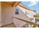 Exterior shot from the balcony that overlooks the manicured backyard at 2293 Bull Lake Dr, Henderson, NV 89052