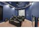 Home theater featuring comfortable leather seating, perfect for an immersive viewing experience at 2931 Raywood Ash Dr, Las Vegas, NV 89138