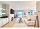 Bright and airy living room with a modern design, fireplace and waterfront views at 3173 Lido Isle Ct, Las Vegas, NV 89117
