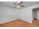Bedroom with a fan and light wood-look floors at 4224 Glisan Ct, Las Vegas, NV 89129