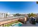 Outdoor balcony space with seating, offering neighborhood and pool views at 4982 Mountain Pepper Dr, Las Vegas, NV 89148