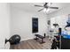 Functional exercise room equipped with weights, a bench, and a smart fitness machine at 5227 Zebra Ct, North Las Vegas, NV 89031
