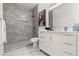 Spa-like bathroom with walk-in shower, large vanity, and modern fixtures at 5415 W Harmon Ave # 1074, Las Vegas, NV 89103