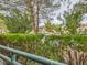 Private balcony with a view of lush greenery and mature trees at 5415 W Harmon Ave # 1074, Las Vegas, NV 89103