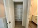 Pantry closet with ample shelving for storage with a door, located adjacent to the bathroom at 545 Thea St # 1315, Henderson, NV 89052