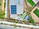 This aerial shot showcases the property, solar panels, and modern backyard design at 5981 Smith Valley Rd, Las Vegas, NV 89148