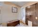 Entryway with a decorative table and a stylish front door at 775 Cathy Ln, Henderson, NV 89015