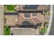 Aerial view of roof showing solar panels with an outdoor patio area at 1606 Wild Grain Ave, North Las Vegas, NV 89086