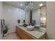 Bathroom features a double vanity with vessel sinks, a granite countertop, and sleek fixtures for a modern aesthetic at 3722 Las Vegas Blvd # 2904, Las Vegas, NV 89158