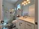 Bathroom with updated shower, vanity and fixtures at 5518 Stormy Night Ct, Las Vegas, NV 89120