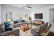 Comfortable living room with large windows, plush sofas, decorative pillows, and modern furniture at 600 N Carriage Hill Dr # 2174, Las Vegas, NV 89138