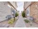 Landscaped walkway between homes leads to the property with gravel ground cover and well maintained shrubbery at 600 N Carriage Hill Dr # 2174, Las Vegas, NV 89138