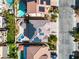 Aerial view of the home featuring solar panels, in ground pool, and a covered gazebo at 9967 Pipestone St, Las Vegas, NV 89141