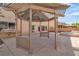 Covered gazebo featuring recessed lighting and a concrete floor, perfect for outdoor dining at 9967 Pipestone St, Las Vegas, NV 89141