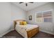 Comfortable bedroom features a ceiling fan and a bright window at 260 Haley Way # 157, Mesquite, NV 89027