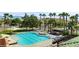 Beautiful pool area with a hot tub and cabana offers a serene escape in a lush, landscaped setting at 260 Haley Way # 157, Mesquite, NV 89027