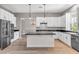 Modern kitchen with white cabinets, stainless steel appliances, and a center island at 3088 Via Flaminia Ct, Henderson, NV 89052