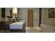 Contemporary bathroom with double vanities, modern fixtures, and a standalone soaking tub at 3750 Las Vegas Blvd # 3510, Las Vegas, NV 89158