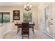 Dining room with a wooden table set and a window overlooking the backyard at 5 Circa De Montanas, Henderson, NV 89011