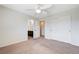 Bedroom featuring carpet, ceiling fan, and doors to closet and bathroom at 6656 Fort William St, North Las Vegas, NV 89084