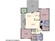 Detailed floor plan showcasing the layout of the living room, bedrooms, and kitchen at 730 Hardy Way # A, Mesquite, NV 89027