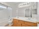 This bathroom has double sinks, a tub, and shower at 8472 W Gilmore Ave, Las Vegas, NV 89129