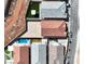 An aerial view highlights backyards, landscaping, and community walking trails at 10239 Meandering Dell Ave, Las Vegas, NV 89166