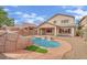 Inviting backyard pool featuring rock accents and lush landscaping, perfect for relaxation and outdoor enjoyment at 3221 Birdwatcher Ave, North Las Vegas, NV 89084