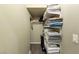 Cozy linen closet with ample shelving for towels, blankets, and personal items at 8115 Cowboy Springs St, North Las Vegas, NV 89085