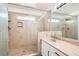 Bathroom with a glass shower door and modern countertop at 8515 Belcastro St, Las Vegas, NV 89113