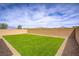 Low-maintenance backyard featuring artificial grass and desert landscaping, perfect for relaxation at 8564 Scalpay St, Las Vegas, NV 89166
