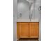 Bathroom features a vanity with wood cabinets and a mirror at 8771 Martinique Bay Ln, Las Vegas, NV 89147