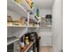 Walk-in pantry with lots of shelves, plenty of space to store food and appliances at 177 Cactus Sunrise St, Las Vegas, NV 89138
