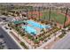 Aerial view of a community pool and grassy ball fields at 2616 Tolmezzo St, Henderson, NV 89044