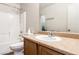 Bathroom featuring a single sink, shower, bathtub and neutral wall color at 2664 Strichen Ave, Henderson, NV 89044