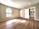 A bedroom is adjacent to a bathroom at 4050 Pacific Harbors Dr # 209, Las Vegas, NV 89121