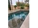 Inviting pool with stone trim and palm tree accents, perfect for relaxation and outdoor enjoyment at 6148 Whitelion Walk St, Las Vegas, NV 89148