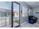 Inviting outdoor patio and pool area view from the living room's sliding glass doors at 8369 Eagle Estates Ct, Las Vegas, NV 89131