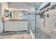 Modern bathroom with double vanity, sleek glass shower, and contemporary fixtures at 263 Baring Cross St, Henderson, NV 89074