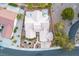 Aerial view of a single-story home featuring a white tile roof and desert landscaping at 2729 Echo Mesa Dr, Las Vegas, NV 89134