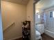 The interior bathroom features vinyl floors and a tiled shower over tub at 2804 Marlin Ave, Las Vegas, NV 89101