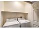 Clean and well-maintained laundry room includes shelving and modern washer and dryer at 3920 Legend Hills St # 202, Las Vegas, NV 89129
