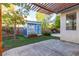 Charming backyard with synthetic grass, patio, shed, and pergola at 5046 Great Abaco St, North Las Vegas, NV 89031