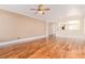 An open living room boasts hardwood floors and an inviting atmosphere at 5046 Great Abaco St, North Las Vegas, NV 89031