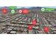 Aerial view of the neighborhood, showcasing community parks, schools, and street access at 660 Otter Brook St, Henderson, NV 89011