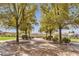 Community park area features mature trees, manicured landscaping and relaxing benches at 665 Look Lively Ct, Henderson, NV 89011