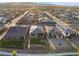 Aerial view showcasing multiple homes with manicured backyards, fire features, and modern landscaping at 10216 Chrysolite Pl, Las Vegas, NV 89143