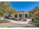 Well-manicured backyard featuring a covered patio with stone pillars and lush landscaping for relaxation at 2021 Evansdale St, Henderson, NV 89052
