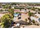 Overhead view showcases the home with solar panels, pool, landscaping, and neighborhood surroundings at 5217 Cold River Ave, Las Vegas, NV 89130