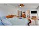 Well-lit main bedroom showing access to the main bathroom and closet space at 5217 Cold River Ave, Las Vegas, NV 89130